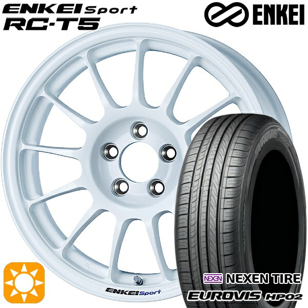 【取付対象】185/65R15 ネクセン ロードストーン ユーロビズ HP02 ENKEI エンケイスポーツ RC-T5 ホワイト 15インチ 6.5J 4H100 サマータイヤホイールセット