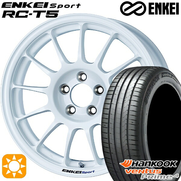【取付対象】195/65R16 92V ハンコック veNtus PRime4 K135 ENKEI エンケイスポーツ RC-T5 ホワイト 16インチ 6.5J 4H100 サマータイヤホイールセット