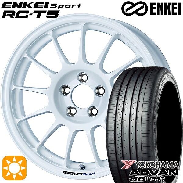 【取付対象】ライズ ロッキー 205/60R16 92V ヨコハマ アドバンデシベル V553 ENKEI エンケイスポーツ RC-T5 ホワイト 16インチ 6.5J 4H100 サマータイヤホイールセット