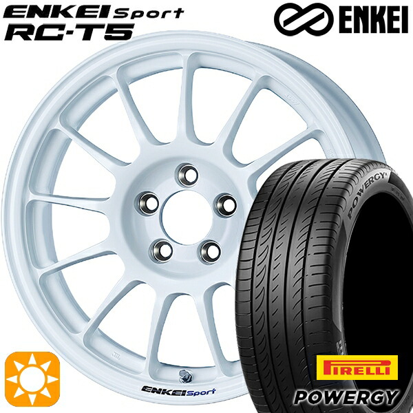 【取付対象】ヤリスクロス 205/65R16 95H ピレリ パワジー ENKEI エンケイスポーツ RC-T5 ホワイト 16インチ 6.5J 5H114.3 サマータイヤホイールセット
