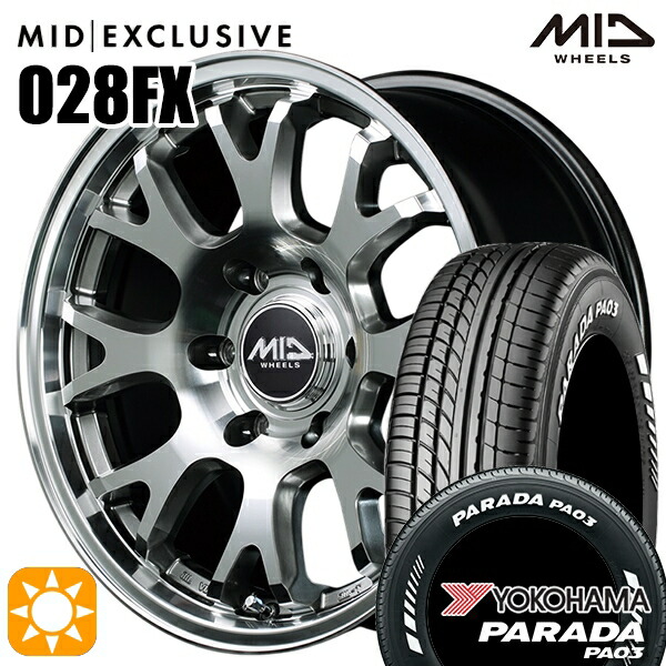 【取付対象】200系ハイエース 215/60R17C 109/107S ヨコハマ パラダ PA03 ホワイトレター MID RMP 028FX ハイパーメタルコート/ミラーカット 17インチ 6.5J 6H139.7 サマータイヤホイールセット
