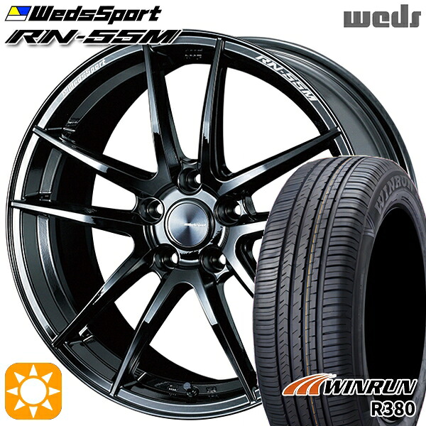 【取付対象】マツダ6 エクストレイル 225/60R18 104V XL ウィンラン R380 Weds ウェッズスポーツ RN55M グロスブラック 18インチ 8.5J 5H114.3 サマータイヤホイールセット