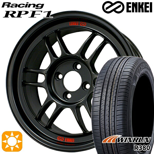 【取付対象】マツダ2 ノート 185/65R15 88H ウィンラン R380 ENKEI エンケイレーシング RPF1 マットブラック 15インチ 7.0J 4H100 サマータイヤホイールセット