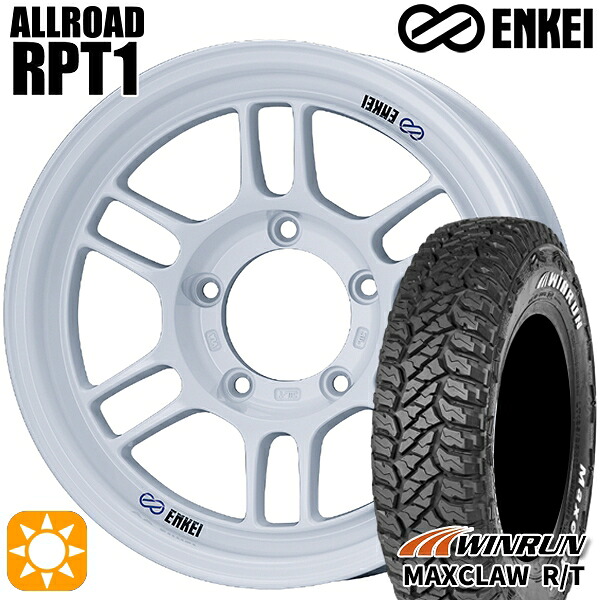 【取付対象】ジムニーシエラ 185/85R16 105/103N ウィンラン マックスクロウ R/T　ホワイトレター ENKEI エンケイ オールロード RPT1 ホワイト 16インチ 6.0J 5H139.7 サマータイヤホイールセット