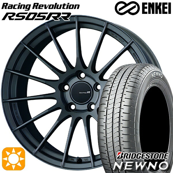 【取付対象】235/50R18 97V ブリヂストン ニューノ ENKEI レーシングレボリューションRS05RR マットダークガンメタリック 18インチ 8.5J 5H114.3 サマータイヤホイールセット