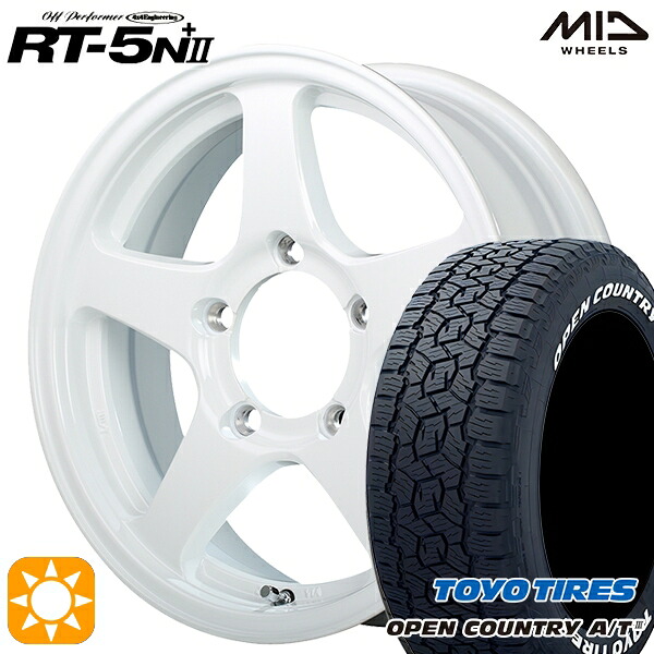 【取付対象】ジムニー 175/80R16 91S トーヨー オープンカントリーA/T3 ホワイトレター MID オフパフォーマー RT-5N+2 ナチュラスホワイト II 6インチ 5.5J 5H139.7 サマータイヤホイールセット