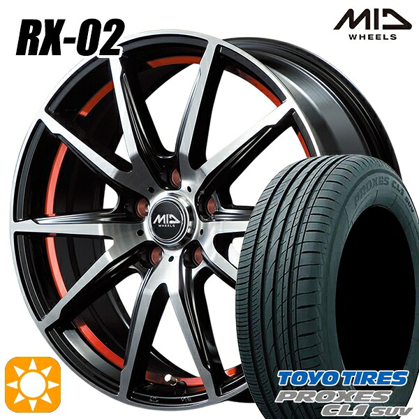 【取付対象】215/50R18 92V トーヨー プロクセス CL1 SUV MID シュナイダー RX02 RX810 BP/アンダーカットレッド 18インチ 8.0J 5H114.3 サマータイヤホイールセット