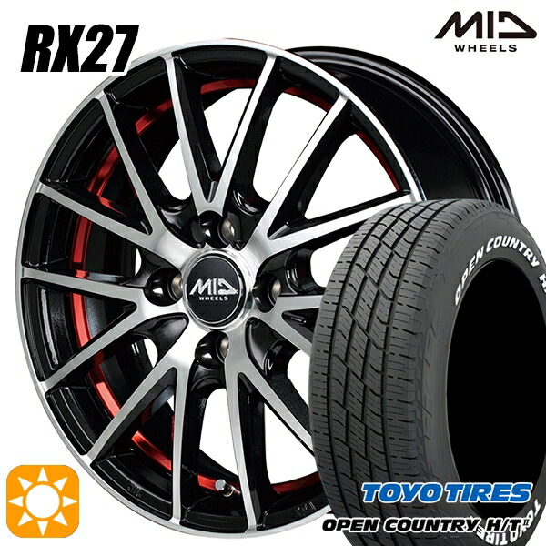【取付対象】フィット アクア 185/60R15 84H トーヨー オープンカントリー H/T2 WL MID シュナイダー RX27 BMP/アンダーカットレッドクリア 15インチ 5.5J 4H100 サマータイヤホイールセット