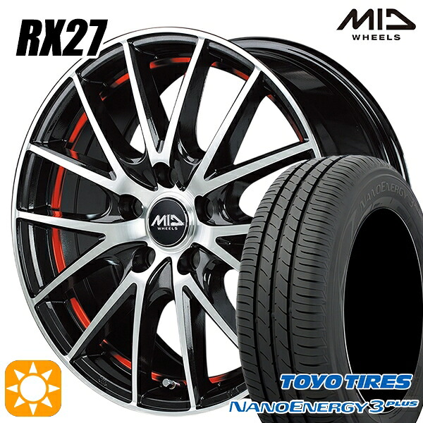 【取付対象】215/45R17 87W トーヨー ナノエナジー3プラス MID シュナイダー RX27 BMP/アンダーカットレッドクリア 17インチ 7.0J 5H100 サマータイヤホイールセット |トレッド新横浜師岡店