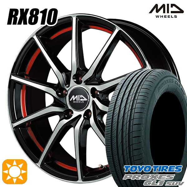 【取付対象】215/55R17 94V トーヨー プロクセス CL1 SUV MID シュナイダー RX810 BP/アンダーカットレッド 17インチ 7.0J 5H114.3 サマータイヤホイールセット