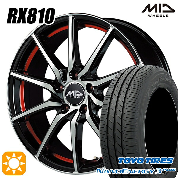 【取付対象】215/45R18 89W トーヨー ナノエナジー3プラス MID シュナイダー RX810 BP/アンダーカットレッド 18インチ 7.0J 5H114.3 サマータイヤホイールセット |トレッド新横浜師岡店