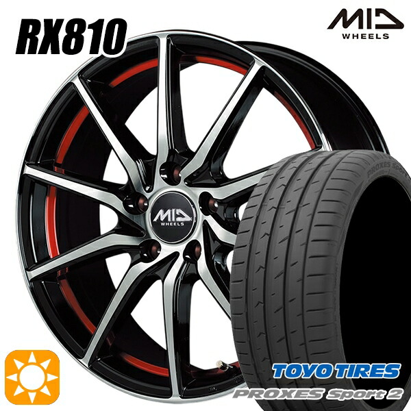 【取付対象】235/50R18 101Y XL トーヨー プロクセススポーツ2 MID シュナイダー RX810 BP/アンダーカットレッド 18インチ 7.0J 5H114.3 サマータイヤホイールセット