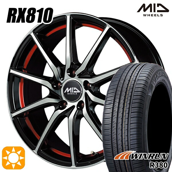 【取付対象】195/65R15 91V ウィンラン R380 MID シュナイダー RX810 BP/アンダーカットレッド 15インチ 6.0J 5H114.3 サマータイヤホイールセット