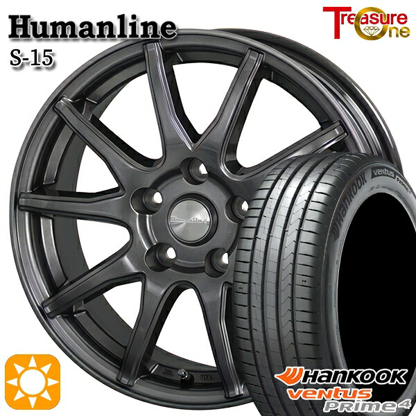 【取付対象】エルグランド クロスロード 215/65R16 102H XL ハンコック veNtus PRime4 K135A トレジャーワン ヒューマンライン S15 ガンメタブラック 16インチ 6.5J 5H114.3 サマータイヤホイールセット