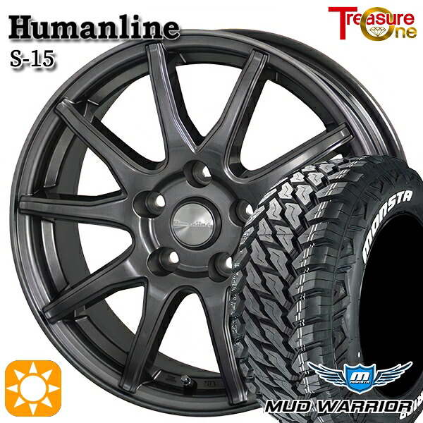【取付対象】デリカD5 235/70R16 104/101Q LT RWL モンスタ マッドウォーリアー トレジャーワン ヒューマンライン S15 ガンメタブラック 16インチ 6.5J 5H114.3 サマータイヤホイールセット