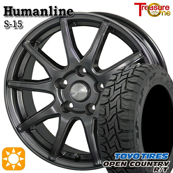 【取付対象】デリカD5 215/70R16 100Q トーヨー オープンカントリー R/T トレジャーワン ヒューマンライン S15 ガンメタブラック 16インチ 6.5J 5H114.3 サマータイヤホイールセット |トレッド新横浜師岡店