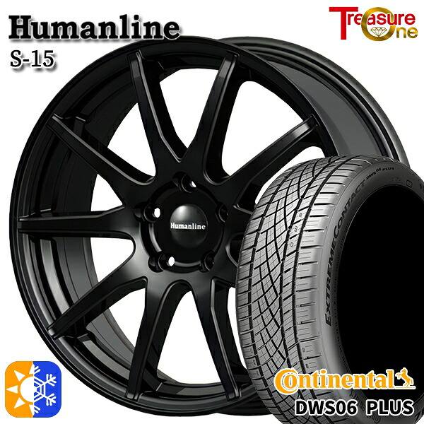 215/40R18 89Y XL コンチネンタル DWS06+ トレジャーワン ヒューマンライン S15 ブラック 18インチ 7.0J 5H100 オールシーズンタイヤホイールセット