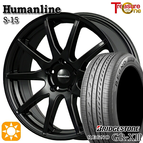 【取付対象】C-HR レガシィB4 225/50R18 95W ブリヂストン レグノ GR-X3 トレジャーワン ヒューマンライン S15 ブラック 18インチ 7.0J 5H114.3 サマータイヤホイールセット |トレッド新横浜師岡店
