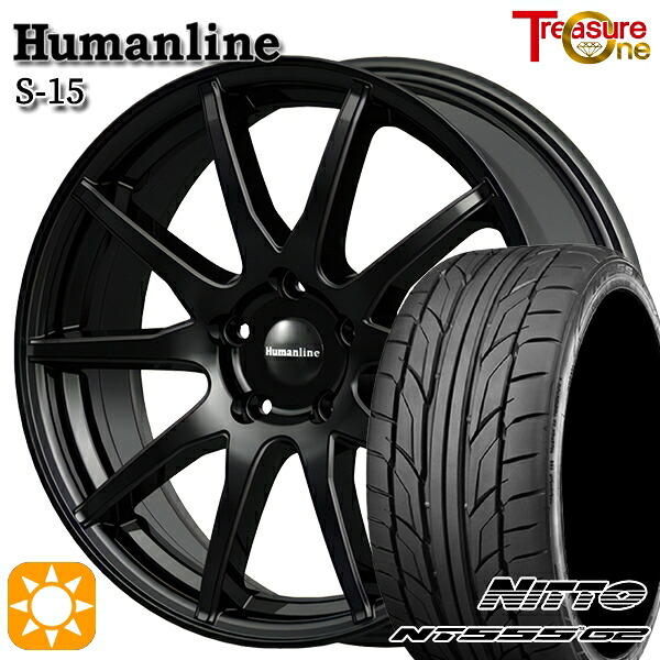 【取付対象】50プリウス インプレッサ 215/45R17 91W XL ニットー NT555 G2 トレジャーワン ヒューマンライン S15 ブラック 17インチ 7.0J 5H100 サマータイヤホイールセット