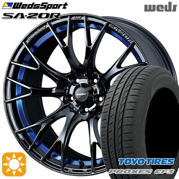 【取付対象】マークX スカイライン 225/45R18 95W XL トーヨー プロクセス CF3 Weds ウェッズスポーツ SA20R BLCII（ブルーライトクロームツー） 18インチ 7.5J 5H114.3 サマータイヤホイールセット