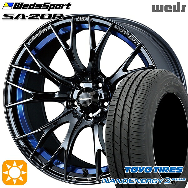 【取付対象】225/45R18 91W トーヨー ナノエナジー3プラス Weds ウェッズスポーツ SA20R BLCII（ブルーライトクロームツー） 18インチ 7.5J 5H114.3 サマータイヤホイールセット