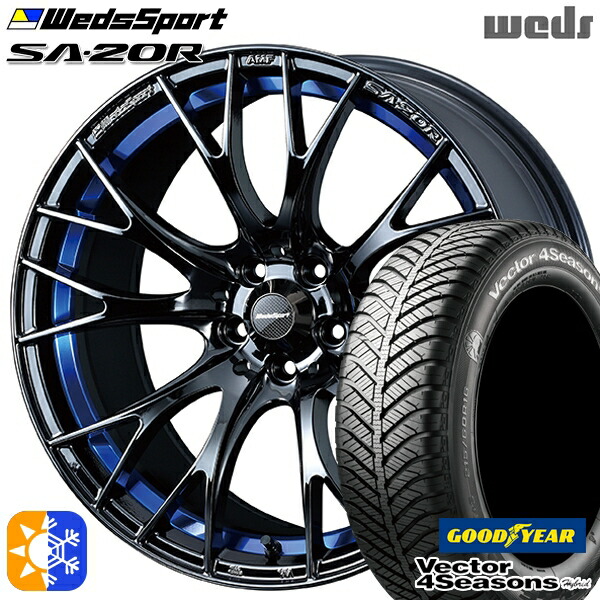 アクセラ アテンザ 215/45R18 89H グッドイヤー ベクター フォーシーズンズ Weds ウェッズスポーツ SA20R 18インチ 7.5J 5H114.3 BLCII (ブルーライトクロームツー) オールシーズンタイヤホイールセット
