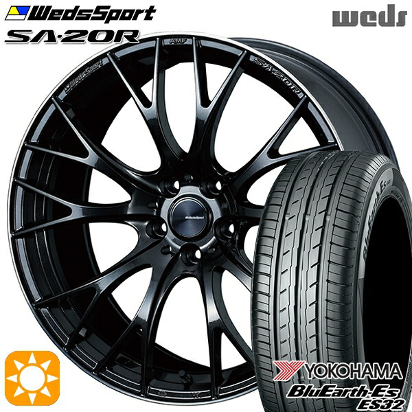 【取付対象】225/35R19 84W ヨコハマ ブルーアース ES32 Weds ウェッズスポーツ SA20R METAL-BLACK/F(メタルブラックエフ) 19インチ 8.5J 5H114.3 サマータイヤホイールセット