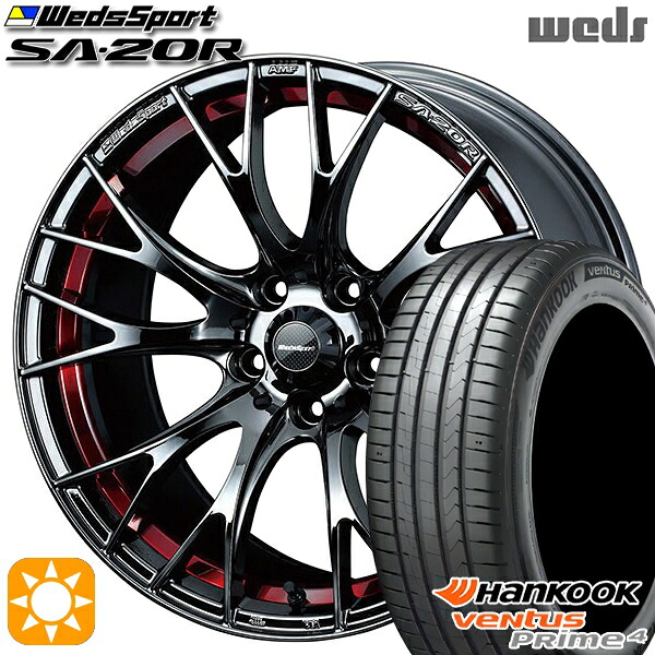 【取付対象】205/45R17 88V XL ハンコック veNtus PRime4 K135 Weds ウェッズスポーツ SA20R RLC(レッドライトクローム) 17インチ 7.0J 4H100 サマータイヤホイールセット |トレッド新横浜師岡店