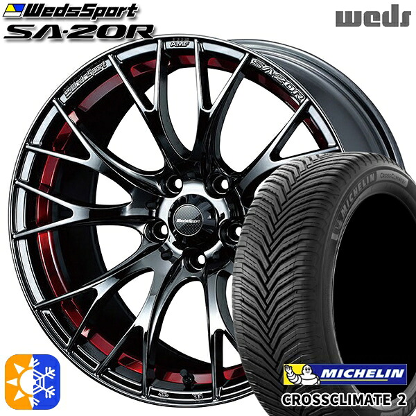 アウトランダー デリカD5 225/55R18 98V ミシュラン クロスクライメート2 Weds ウェッズスポーツ SA20R RLC（レッドライトクローム） 18インチ 7.5J 5H114.3 オールシーズンタイヤホイールセット