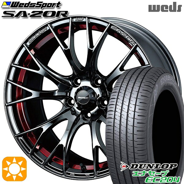 【取付対象】C-HR ヴェゼル 225/50R18 95W ダンロップ エナセーブ EC204 Weds ウェッズスポーツ SA20R RLC（レッドライトクローム） 18インチ 7.5J 5H114.3 サマータイヤホイールセット