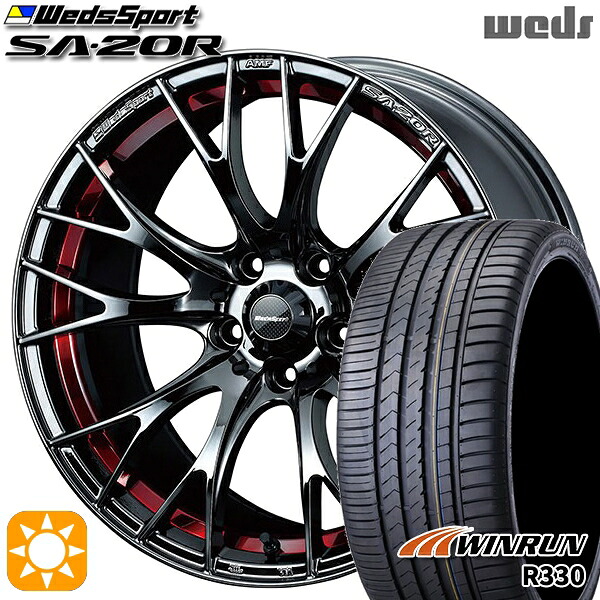 【取付対象】WRX 245/40R18 97W XL ウィンラン R330 Weds ウェッズスポーツ SA20R RLC（レッドライトクローム） 18インチ 8.5J 5H114.3 サマータイヤホイールセット