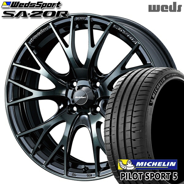 【取付対象】マツダ2 ノート 205/45R17 88Y XL ミシュラン パイロットスポーツ5 Weds ウェッズスポーツ SA20R WBC（ウォースブラッククリアー） 17インチ 7.0J 4H100 サマータイヤホイールセット