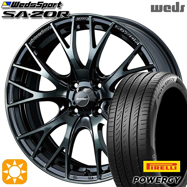 【取付対象】マツダ2 ノート 195/55R16 87V ピレリ パワジー Weds ウェッズスポーツ SA20R WBC（ウォースブラッククリアー） 16インチ 6.5J 4H100 サマータイヤホイールセット
