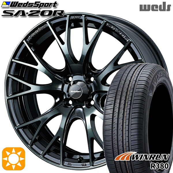 【取付対象】フィット アクア 185/60R15 84H ウィンラン R380 Weds ウェッズスポーツ SA20R WBC（ウォースブラッククリアー） 15インチ 6.0J 4H100 サマータイヤホイールセット 60,335円