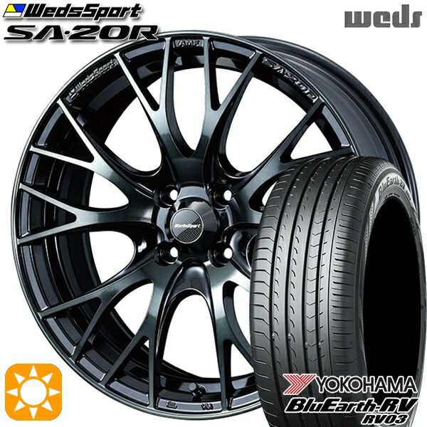 【取付対象】ライズ ロッキー 205/60R16 96H XL ヨコハマ ブルーアース RV03 Weds ウェッズスポーツ SA20R WBC（ウォースブラッククリアー） 16インチ 6.5J 4H100 サマータイヤホイールセット