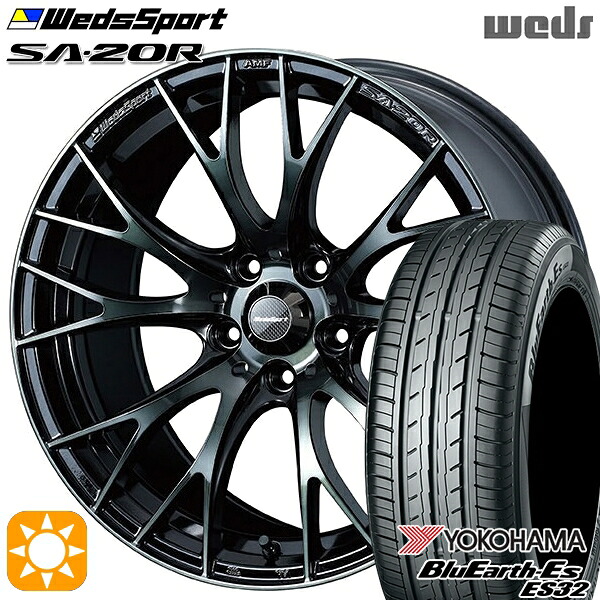 【取付対象】エクストレイル フォレスター 225/60R17 99H ヨコハマ ブルーアース ES32 Weds ウェッズスポーツ SA20R WBC（ウォースブラッククリアー） 17インチ 7.0J 5H114.3 サマータイヤホイールセット ｜トレッド新横浜師岡店