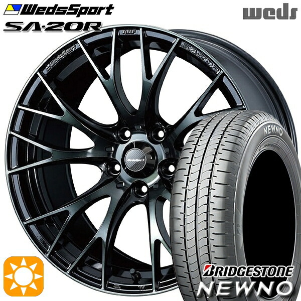 【取付対象】195/55R16 87V ブリヂストン ニューノ Weds ウェッズスポーツ SA20R WBC（ウォースブラッククリアー） 16インチ 7.0J 5H100 サマータイヤホイールセット