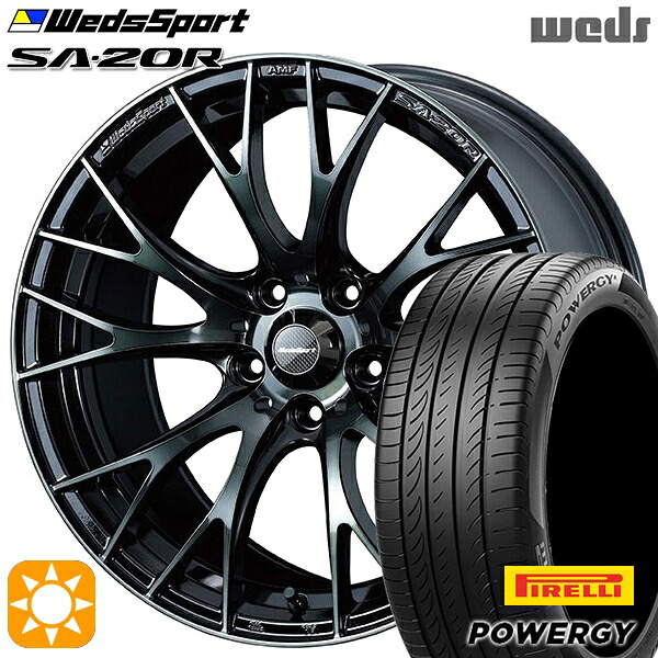 【取付対象】225/45R18 95W XL ピレリ パワジー Weds ウェッズスポーツ SA20R WBC(ウォースブラッククリアー) 18インチ 7.5J 5H114.3 サマータイヤホイールセット |トレッド新横浜師岡店