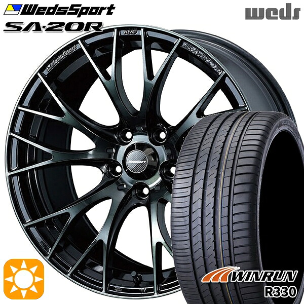 【取付対象】アウトランダー エクストレイル 225/55R18 98V ウィンラン R330 Weds ウェッズスポーツ SA20R WBC（ウォースブラッククリアー） 18インチ 8.5J 5H114.3 サマータイヤホイールセット ｜トレッド新横浜師岡店