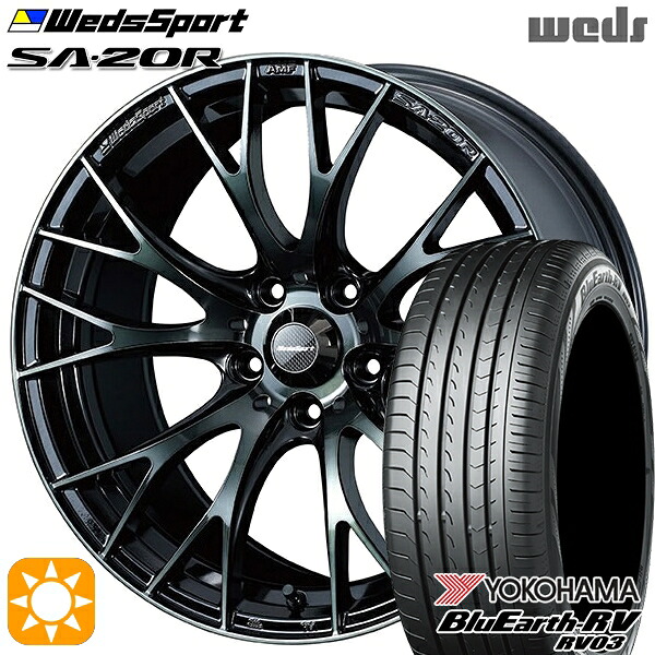 【取付対象】205/50R17 93V XL ヨコハマ ブルーアース RV03 Weds ウェッズスポーツ SA20R WBC(ウォースブラッククリアー) 17インチ 7.0J 5H114.3 サマータイヤホイールセット