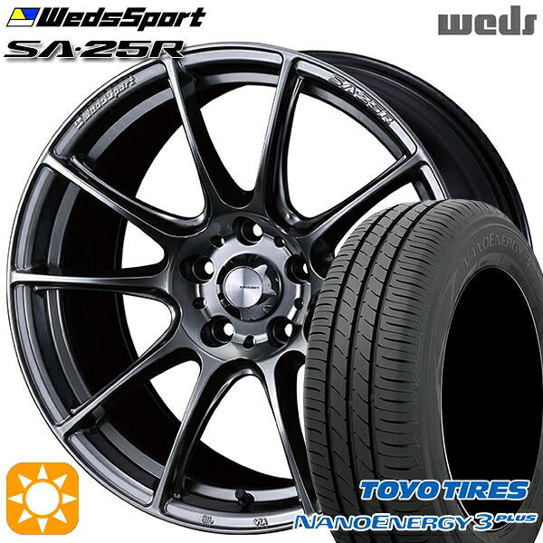 【取付対象】225/45R18 91W トーヨー ナノエナジー3プラス Weds ウェッズスポーツ SA25R PSB (プラチナシルバーブラック) 18インチ 7.0J 5H114.3 サマータイヤホイールセット