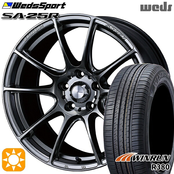 【取付対象】セレナ ラフェスタ 195/60R16 89H ウィンラン R380 Weds ウェッズスポーツ SA25R PSB (プラチナシルバーブラック) 16インチ 7.0J 5H114.3 サマータイヤホイールセット |トレッド新横浜師岡店