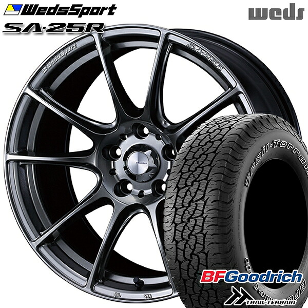 【取付対象】225/65R17 102T ORWL BFグッドリッチ トレールテレーン Weds ウェッズスポーツ SA25R PSB (プラチナシルバーブラック) 17インチ 7.0J 5H114.3 サマータイヤホイールセット ｜トレッド新横浜師岡店