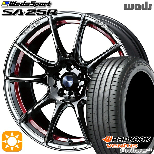 【取付対象】205/45R17 88V XL ハンコック veNtus PRime4 K135 Weds ウェッズスポーツ SA25R RLC (レッドライトクローム) 17インチ 7.0J 4H100 サマータイヤホイールセット
