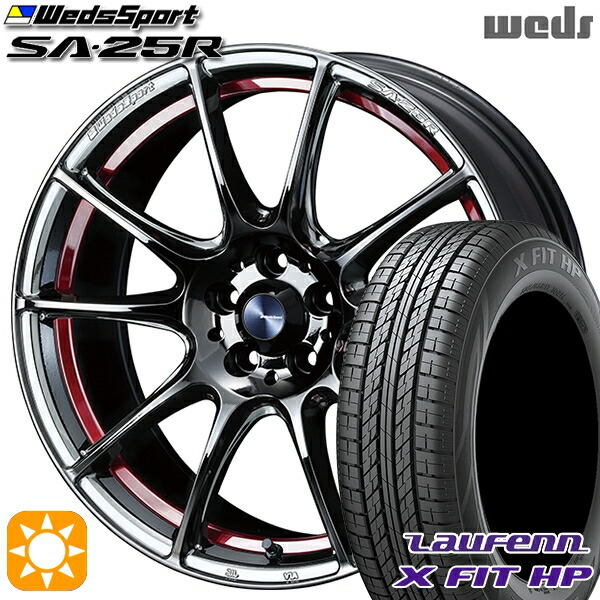 【取付対象】アウトランダー デリカD5 225/55R18 98V ラウフェン X FIT HP LA41 Weds ウェッズスポーツ SA25R RLC (レッドライトクローム) 18インチ 8.0J 5H114.3 サマータイヤホイールセット