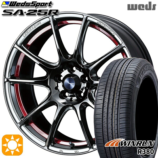 【取付対象】マツダ6 エクストレイル 225/60R18 104V XL ウィンラン R380 Weds ウェッズスポーツ SA25R RLC (レッドライトクローム) 18インチ 7.5J 5H114.3 サマータイヤホイールセット