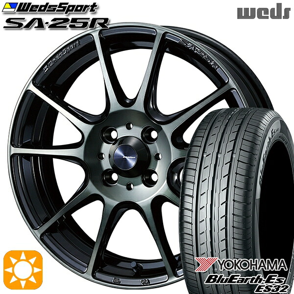 【取付対象】165/60R15 77H ヨコハマ ブルーアース ES32 Weds ウェッズスポーツ SA25R WBC (ウォースブラッククリアー) 15インチ 5.0J 4H100 サマータイヤホイールセット
