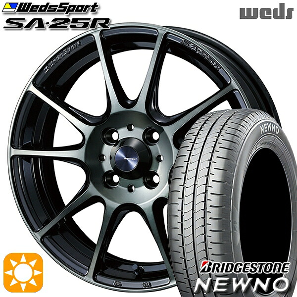 【取付対象】185/65R15 88S ブリヂストン ニューノ Weds ウェッズスポーツ SA25R WBC (ウォースブラッククリアー) 15インチ 6.0J 4H100 サマータイヤホイールセット |トレッド新横浜師岡店