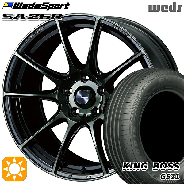 【取付対象】215/60R16 95V キングボス G521 Weds ウェッズスポーツ SA25R WBC (ウォースブラッククリアー) 16インチ 7.0J 5H114.3 サマータイヤホイールセット ｜トレッド新横浜師岡店