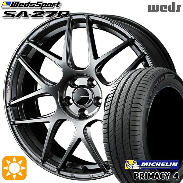 【取付対象】185/60R15 88H XL ミシュラン プライマシー4 Weds ウェッズスポーツ SA27R PSB（プラチナシルバーブラック） 15インチ 6.0J 4H100 サマータイヤホイールセット